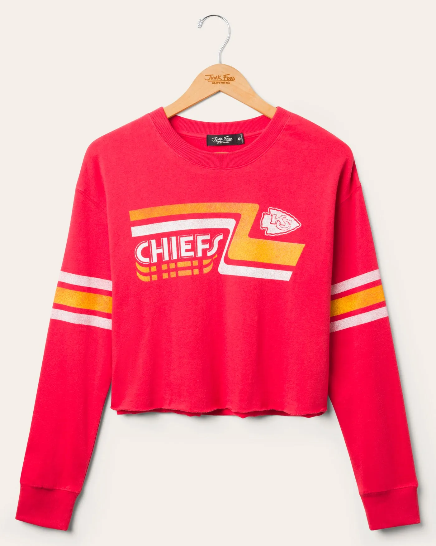 Women's Kansas City Chiefs Retro Crop Fleece sold by Junk Food Clothing