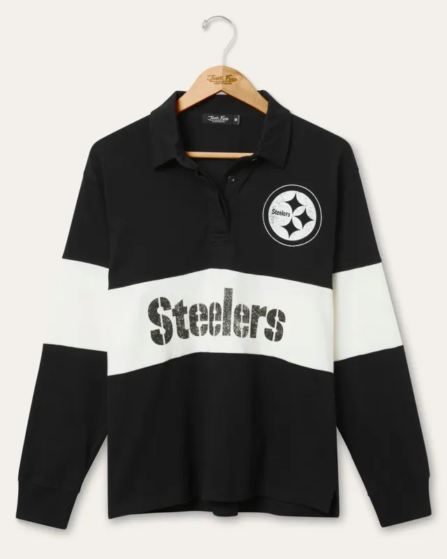 Women's Pittsburgh Steelers Rugby Long Sleeve sold by Junk Food Clothing