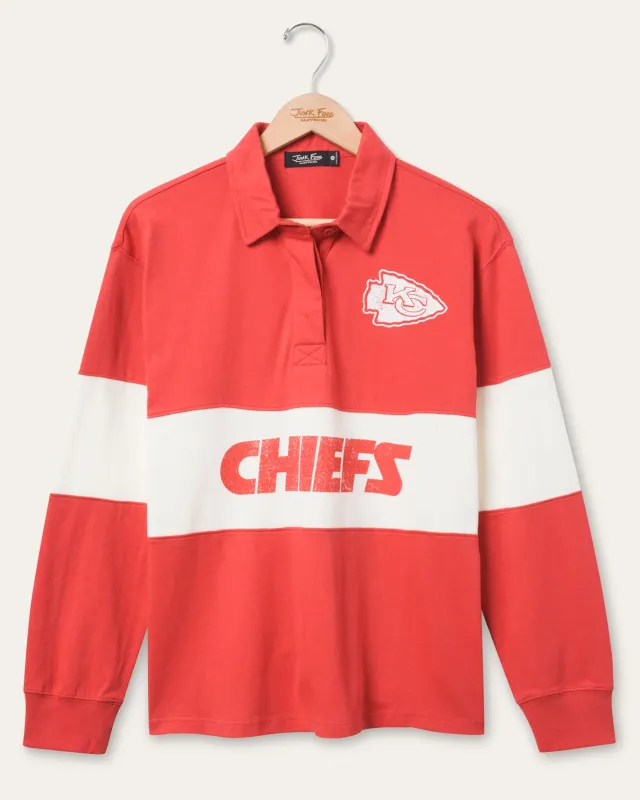 Women's Kansas City Chiefs Rugby Long Sleeve sold by Junk Food Clothing