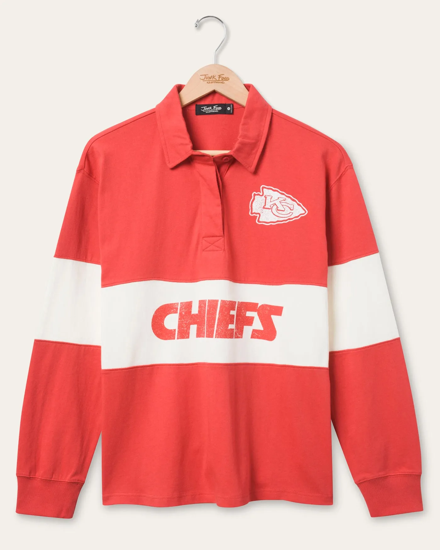 Women's Kansas City Chiefs Rugby Long Sleeve sold by Junk Food Clothing