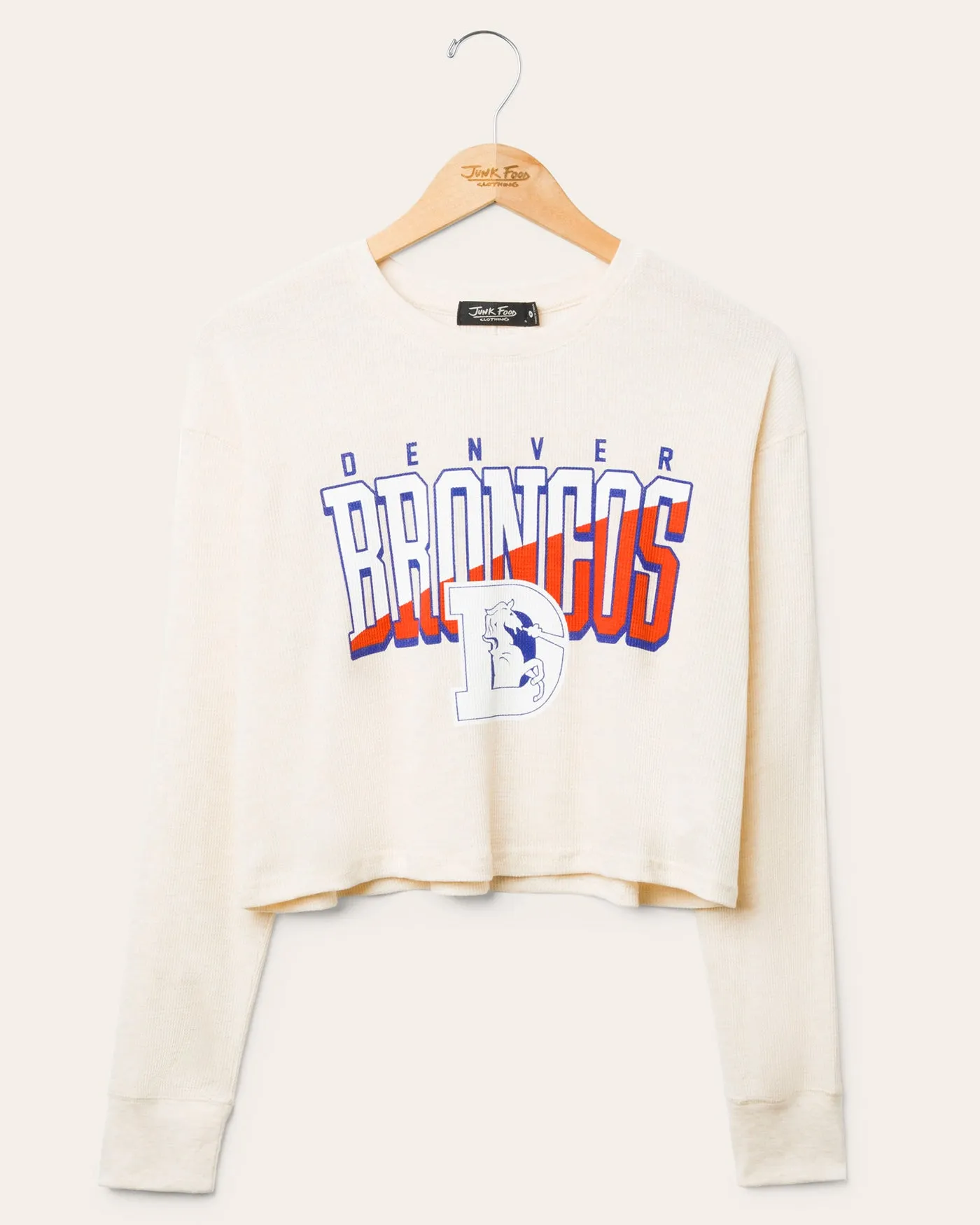 Women's Denver Broncos Slant Crop Thermal sold by Junk Food Clothing