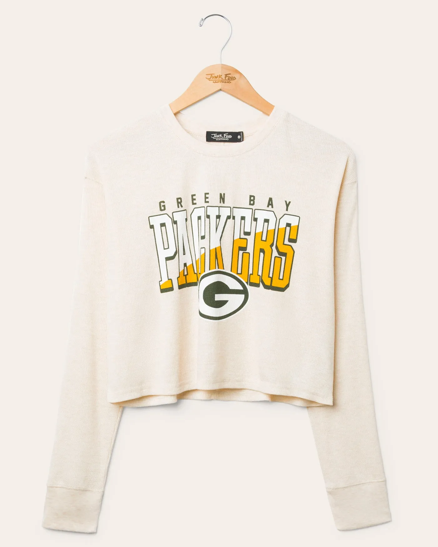 Women's Green Bay Packers Slant Crop Thermal sold by Junk Food Clothing