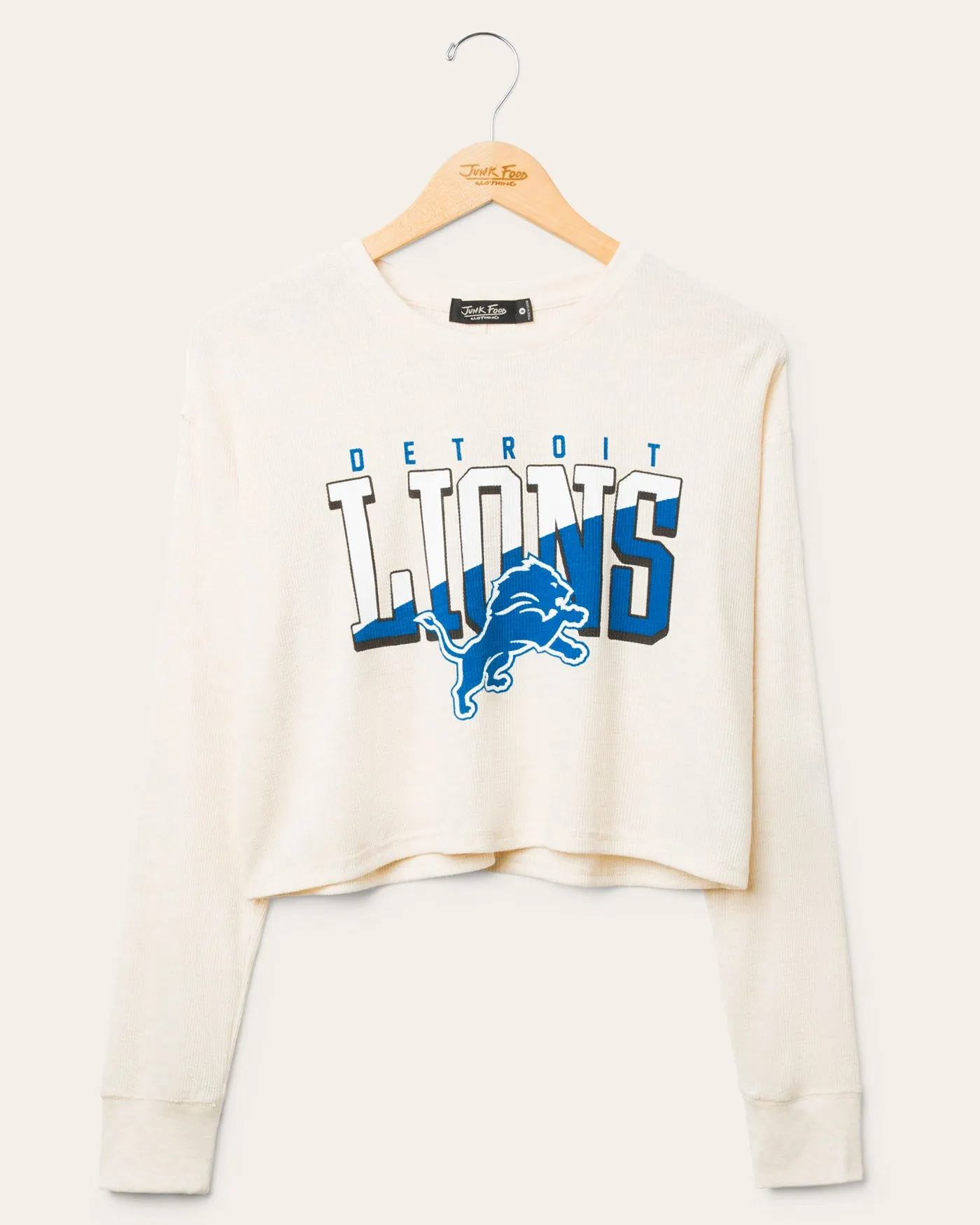 Women's Detroit Lions Slant Crop Thermal sold by Junk Food Clothing