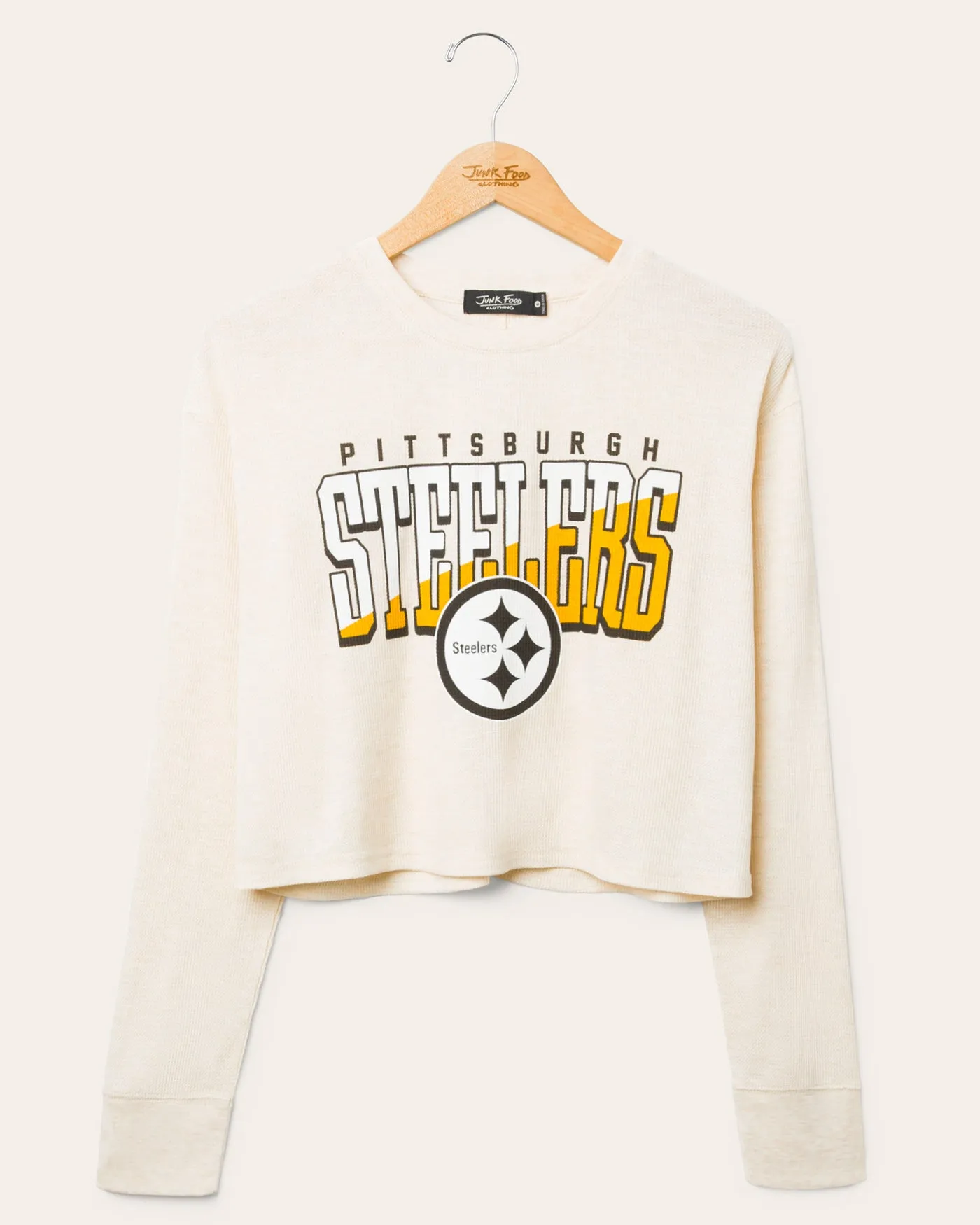 Women's Pittsburgh Steelers Slant Crop Thermal sold by Junk Food Clothing