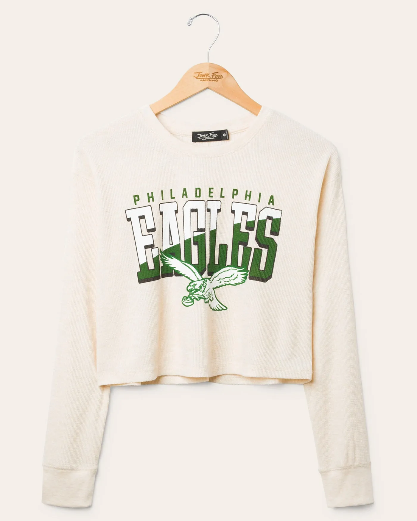 Women's Philadelphia Eagles Slant Crop Thermal sold by Junk Food Clothing
