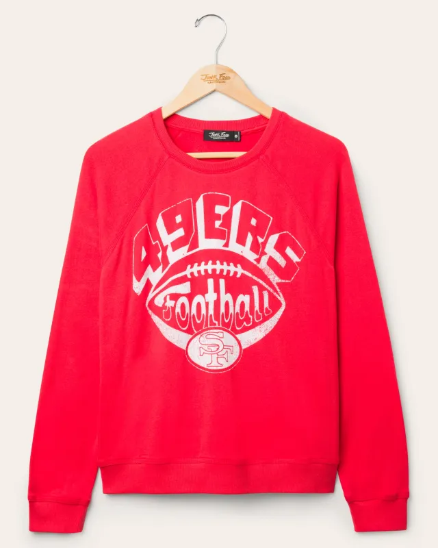 Women's San Francisco 49ers Football Raglan Crew Fleece sold by Junk Food Clothing