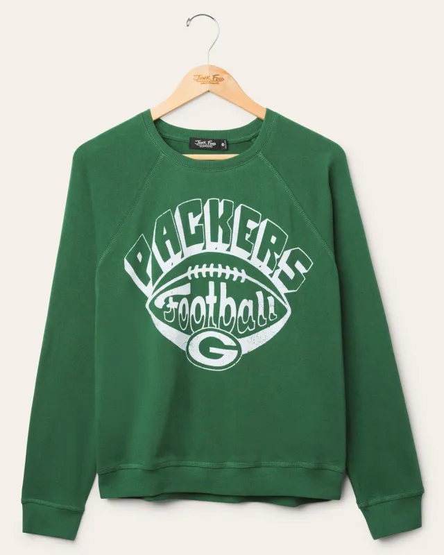 Women's Green Bay Packers Football Raglan Crew Fleece sold by Junk Food Clothing