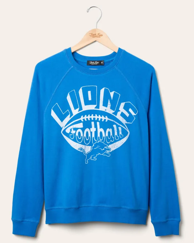 Women's Detroit Lions Football Raglan Crew Fleece sold by Junk Food Clothing