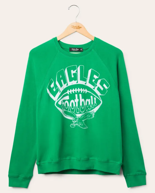 Women's Philadelphia Eagles Football Raglan Crew Fleece sold by Junk Food Clothing
