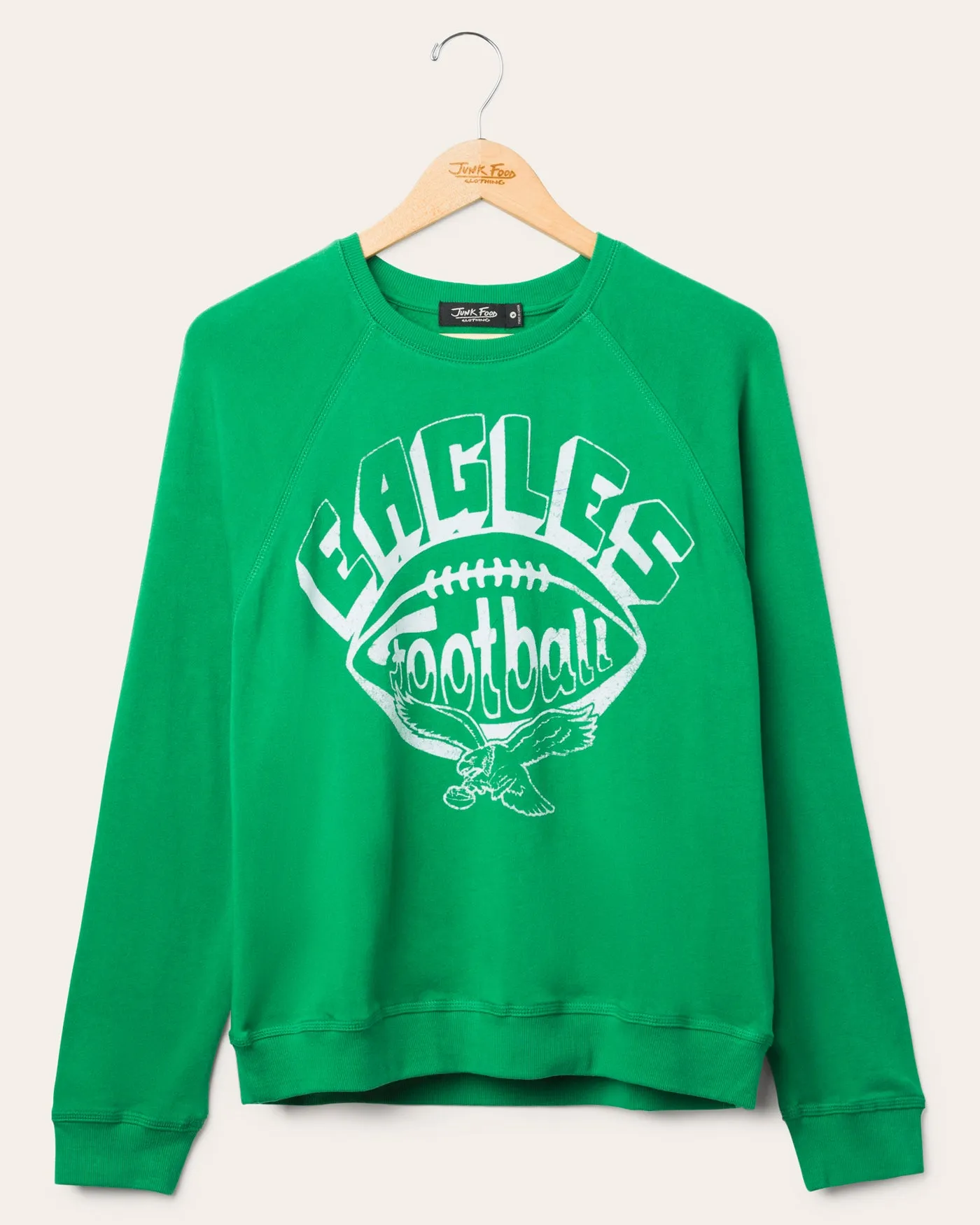Women's Philadelphia Eagles Football Raglan Crew Fleece sold by Junk Food Clothing