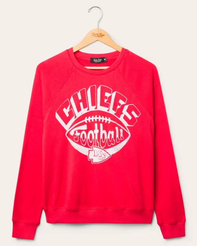 Women's Kansas City Chiefs Football Raglan Crew Fleece sold by Junk Food Clothing