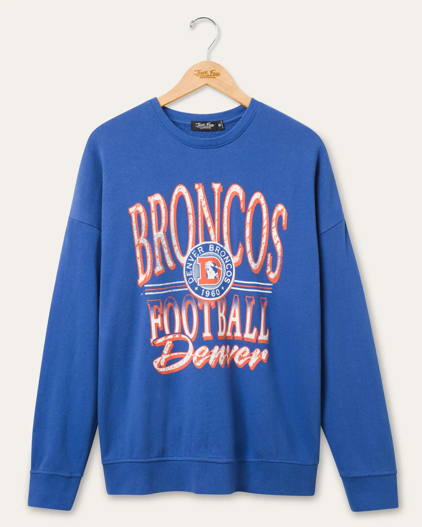 Denver Broncos Lateral Crew Fleece sold by Junk Food Clothing