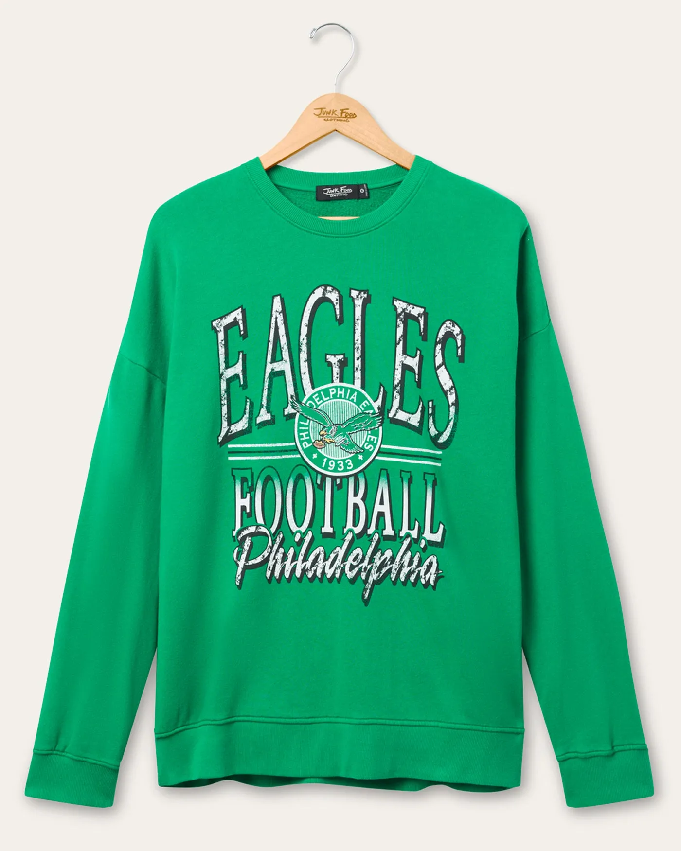 Philadelphia Eagles Lateral Crew Fleece sold by Junk Food Clothing