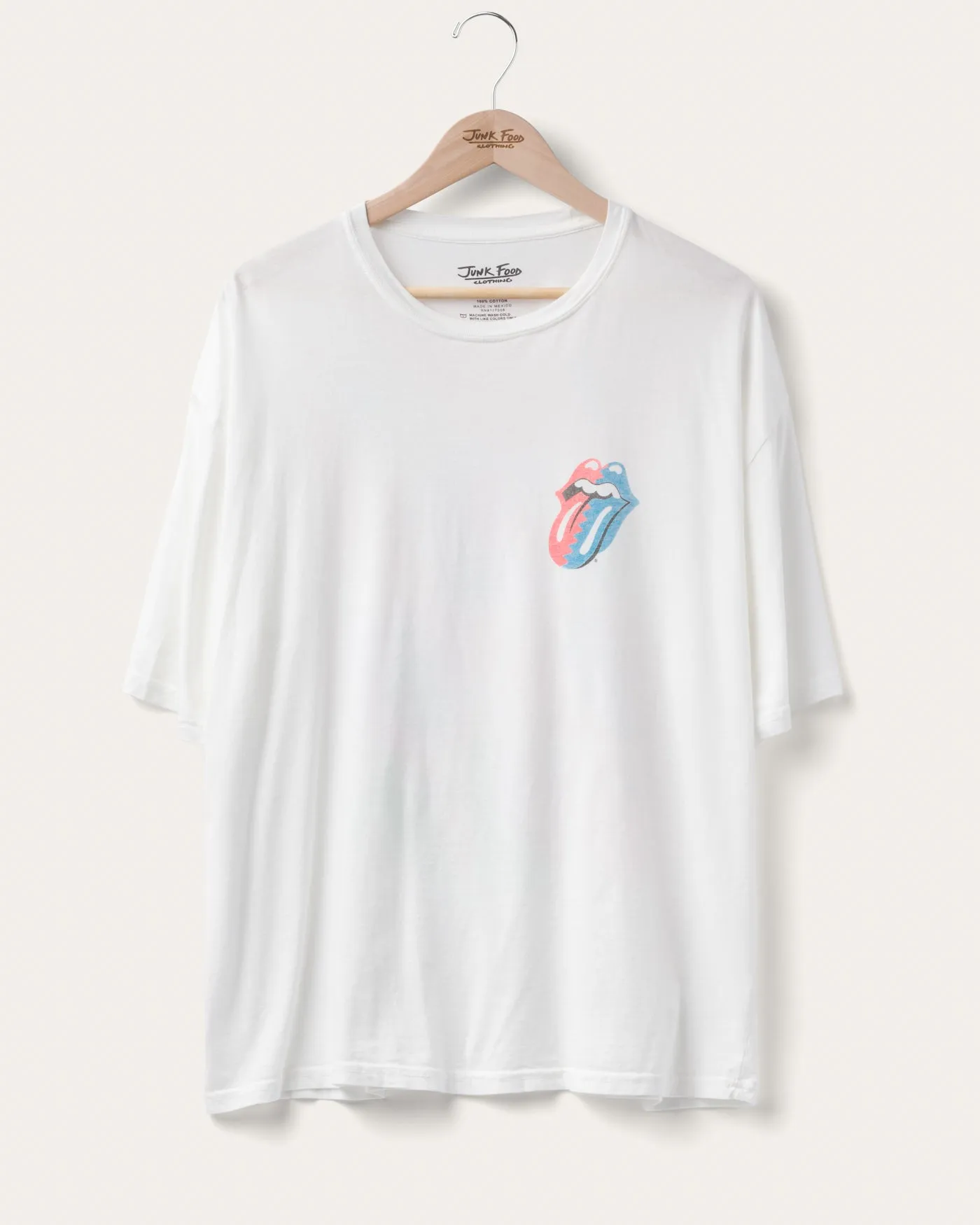 Rolling Stones Checkered Hot Lips Oversized Tee sold by Junk Food Clothing
