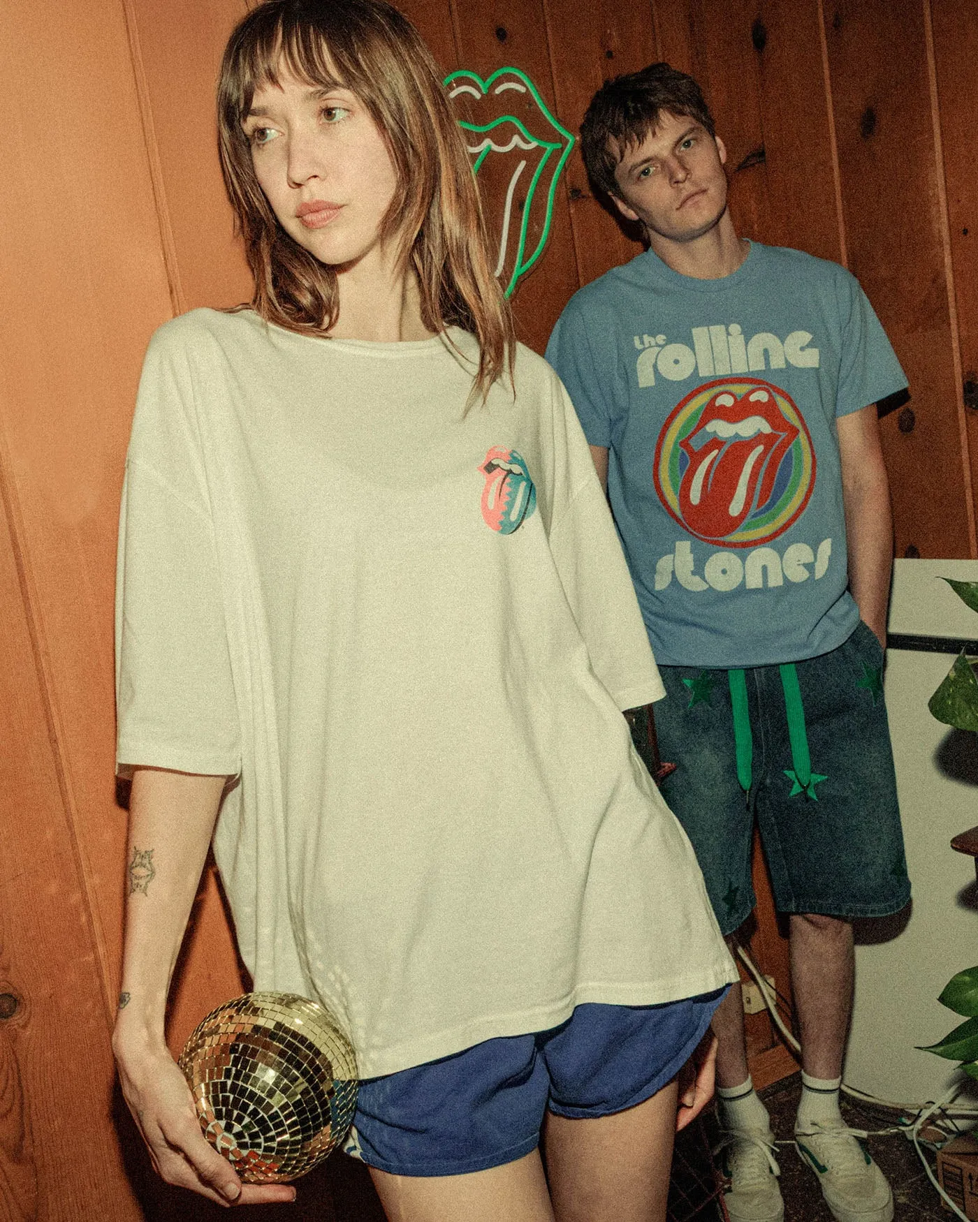 Rolling Stones Checkered Hot Lips Oversized Tee sold by Junk Food Clothing product image thumbnail 3