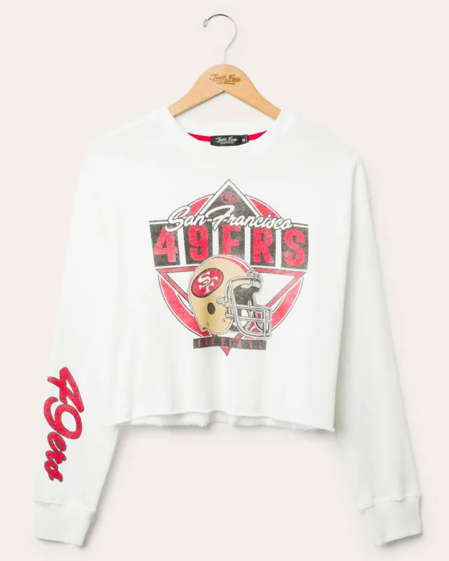 Women's San Francisco 49ers Helmet Crop Fleece sold by Junk Food Clothing