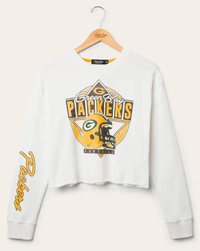 Women's Green Bay Packers Helmet Crop Fleece sold by Junk Food Clothing