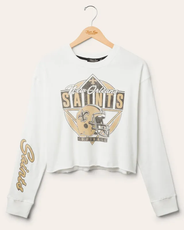 Women's New Orleans Saints Helmet Crop Fleece sold by Junk Food Clothing
