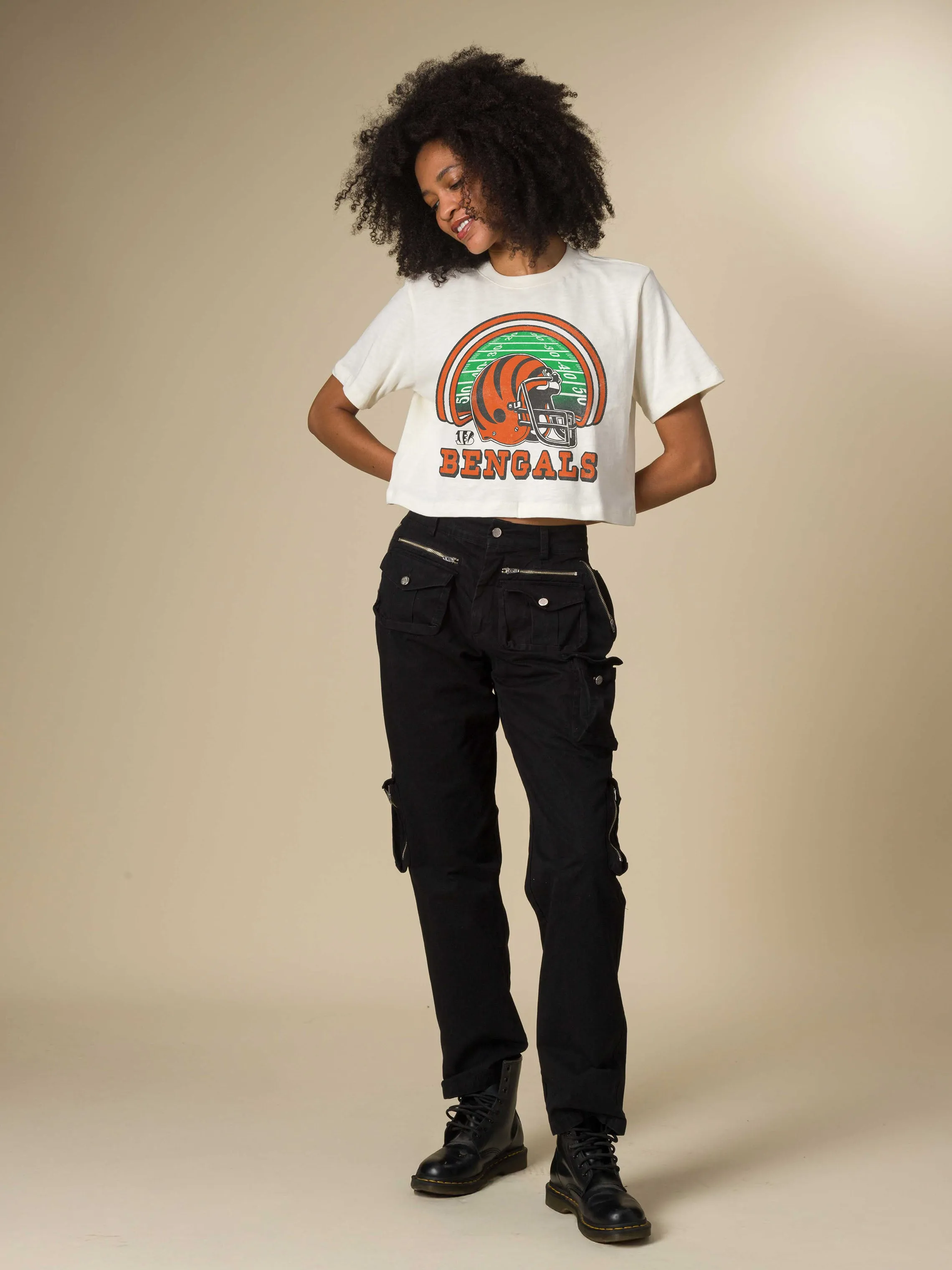 Women's Cincinnati Bengals Game Time Mock Neck Crop Tee sold by Junk Food Clothing product image thumbnail 3