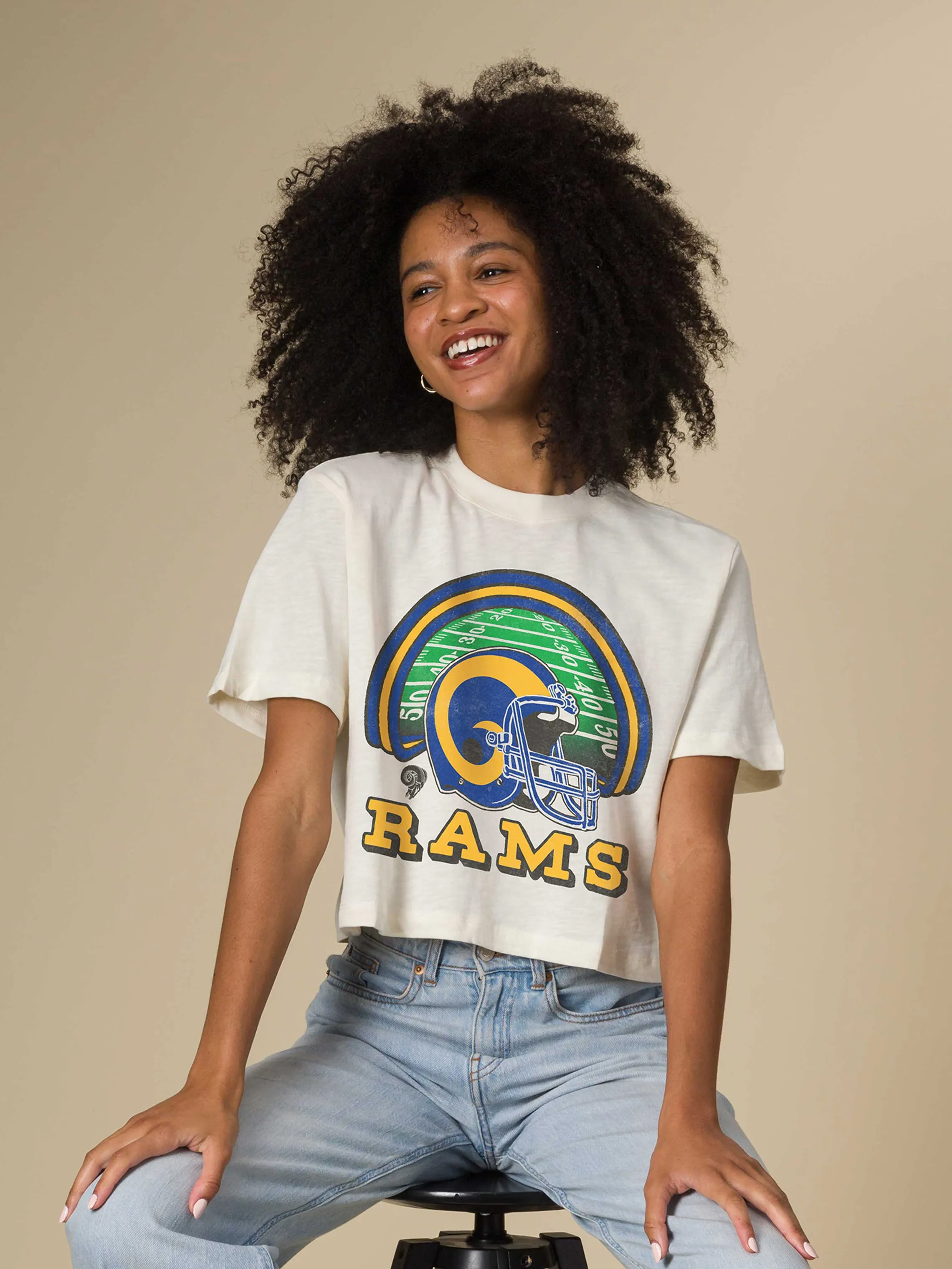 Women's Los Angeles Rams Game Time Mock Neck Crop Tee sold by Junk Food Clothing product image thumbnail 3