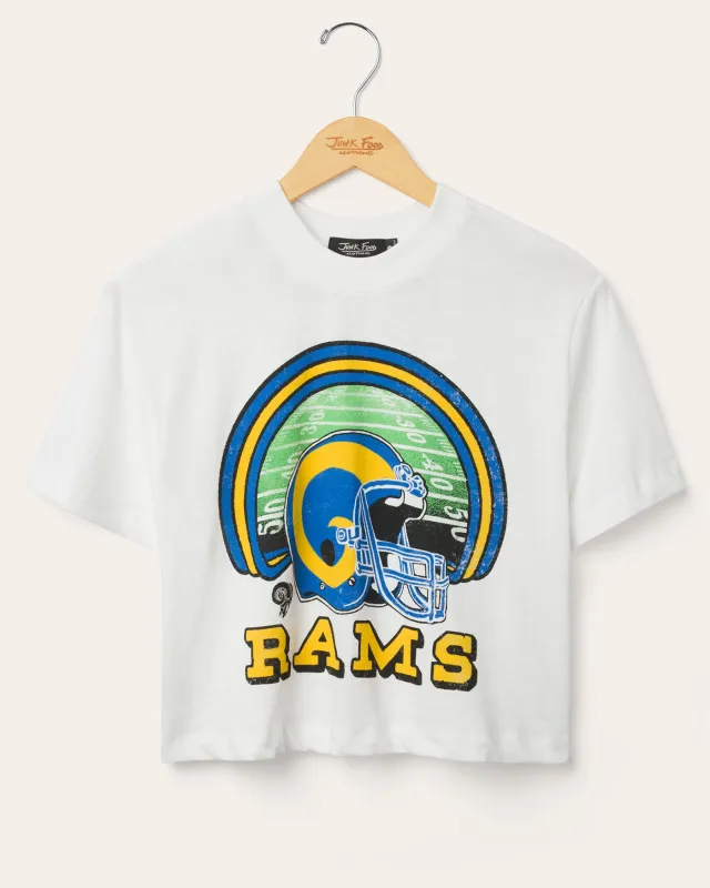 Women's Los Angeles Rams Game Time Mock Neck Crop Tee sold by Junk Food Clothing