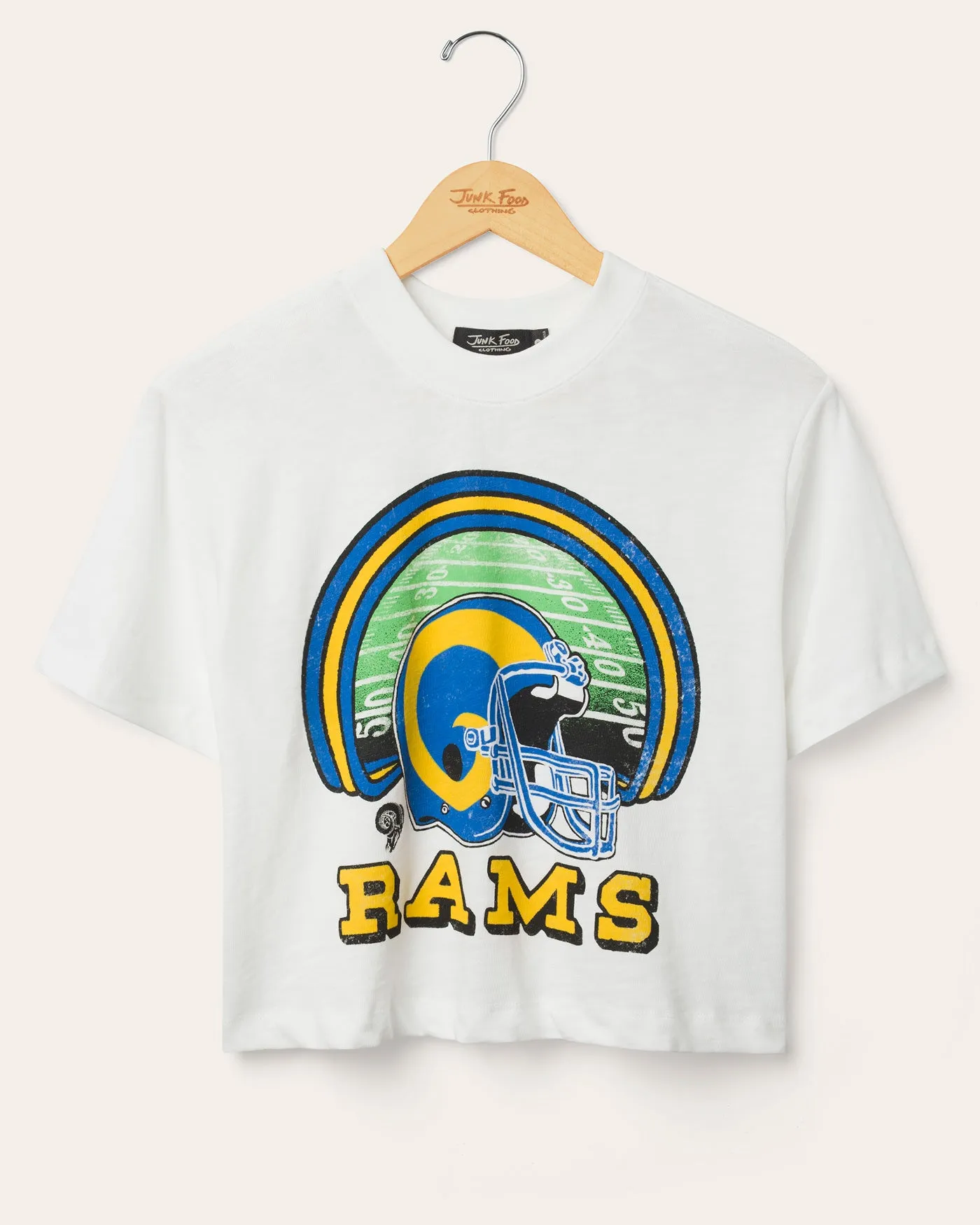 Women's Los Angeles Rams Game Time Mock Neck Crop Tee sold by Junk Food Clothing