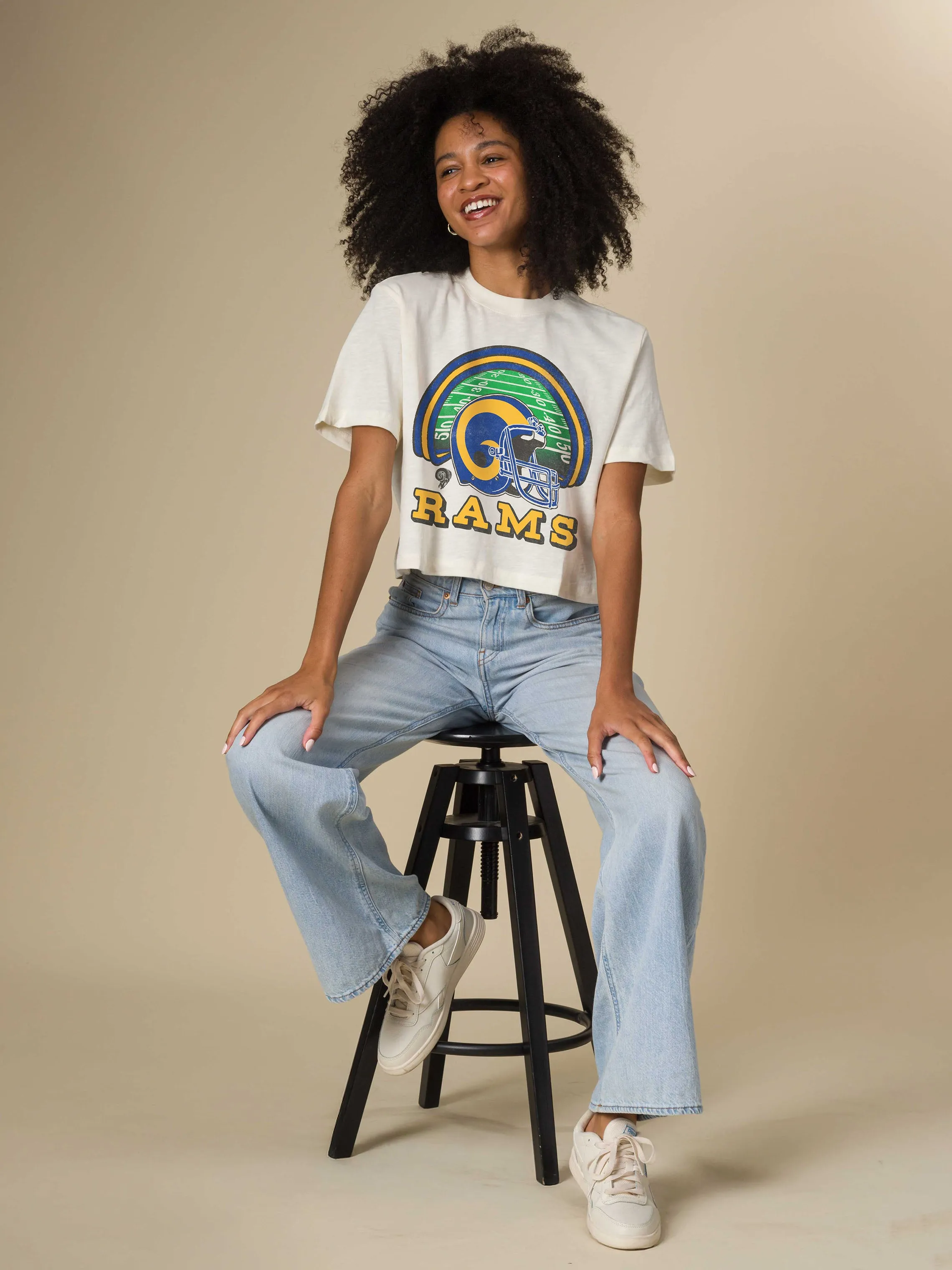 Women's Los Angeles Rams Game Time Mock Neck Crop Tee sold by Junk Food Clothing product image thumbnail 2