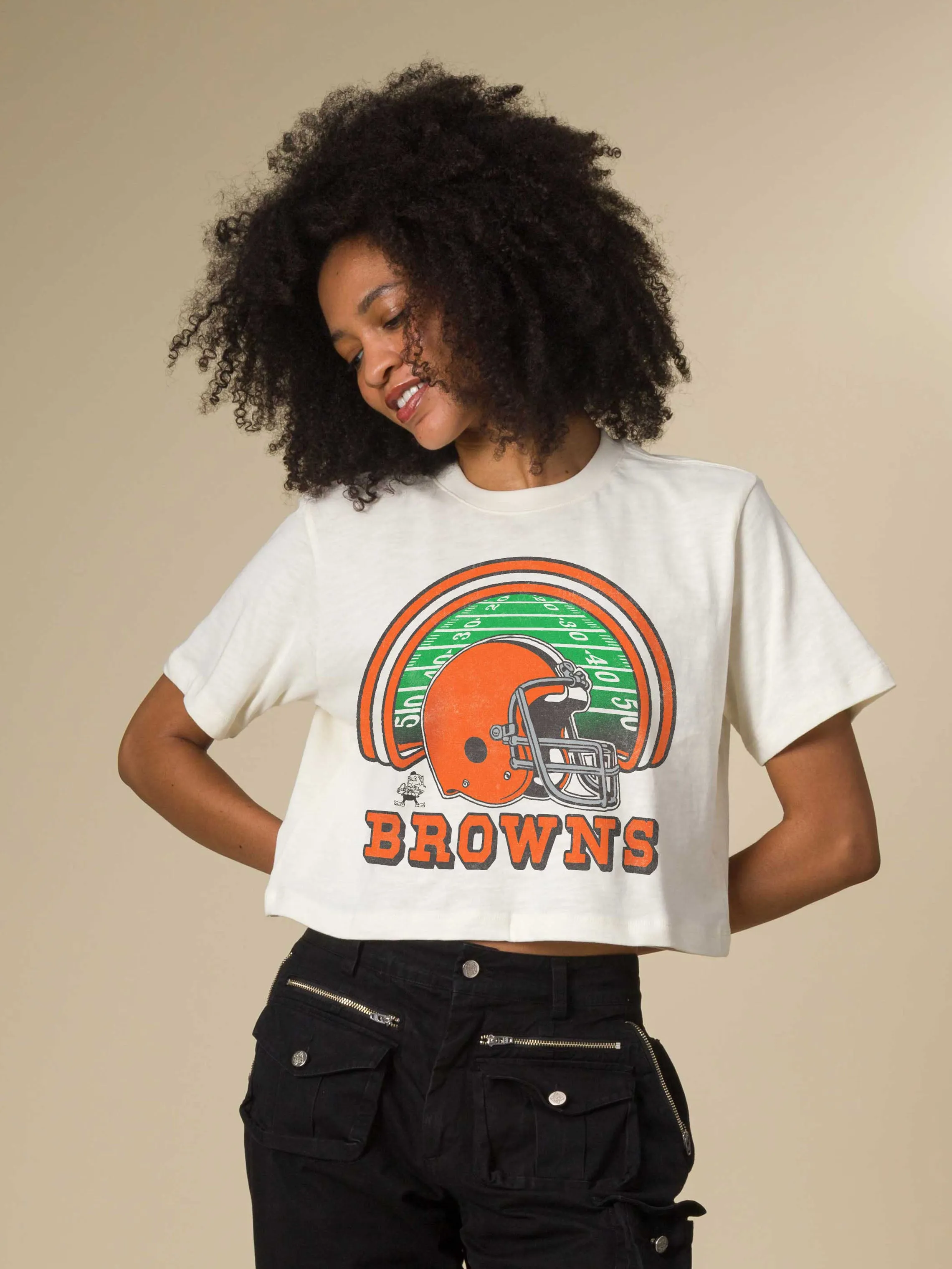 Women's Cleveland Browns Game Time Mock Neck Crop Tee sold by Junk Food Clothing product image thumbnail 2