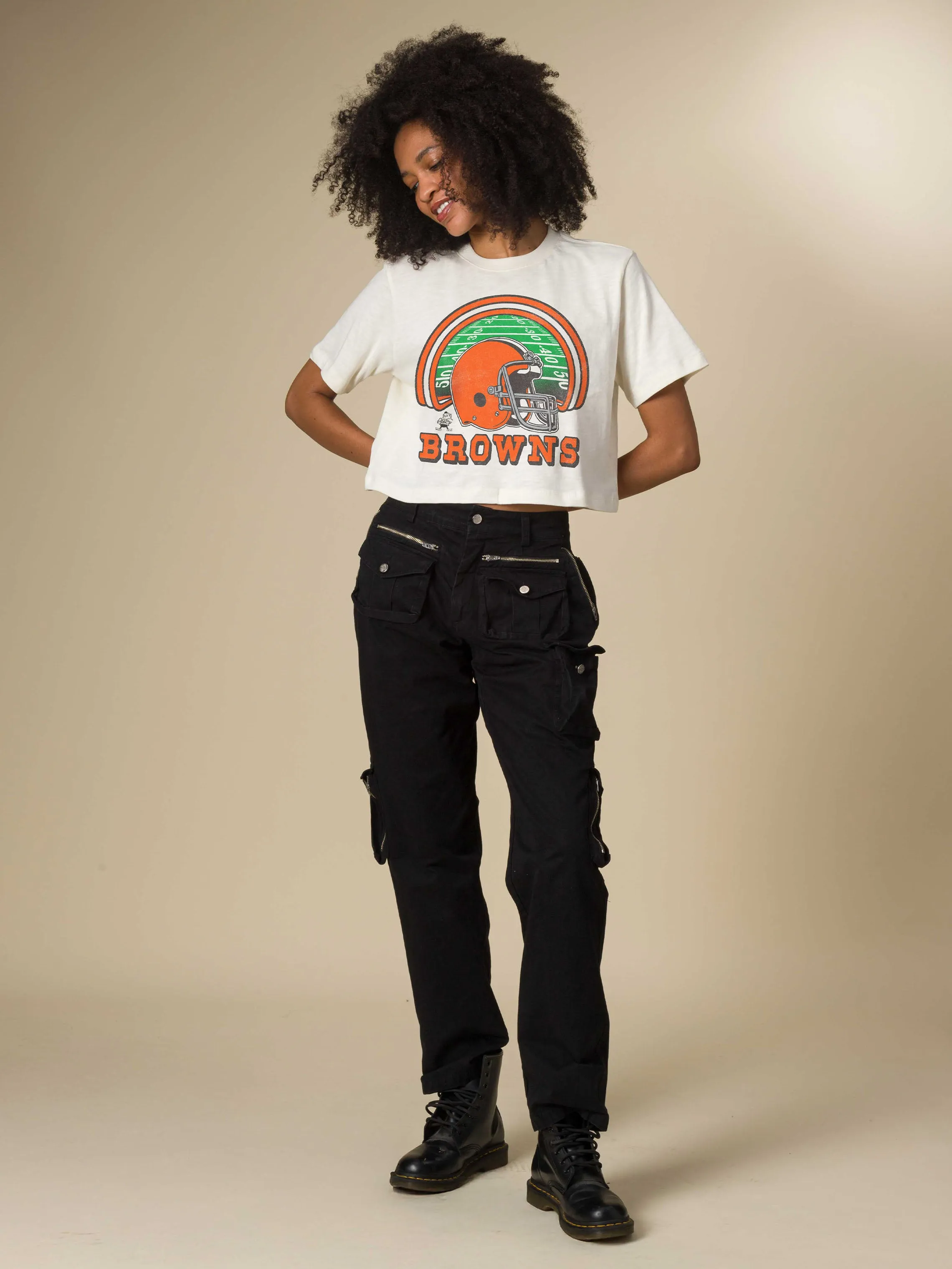 Women's Cleveland Browns Game Time Mock Neck Crop Tee sold by Junk Food Clothing product image thumbnail 3