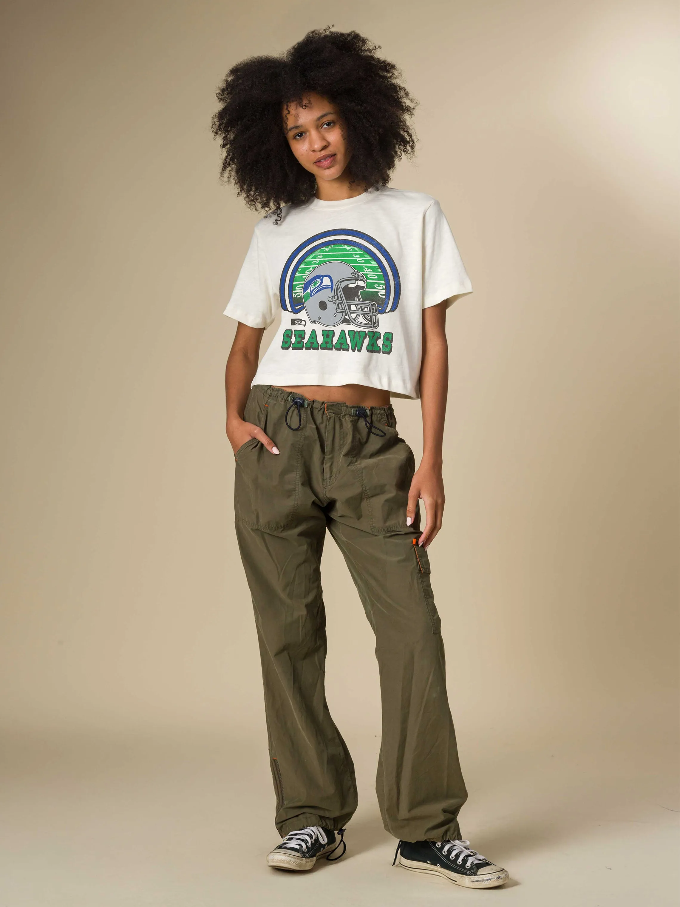 Women's Seattle Seahawks Game Time Mock Neck Crop Tee sold by Junk Food Clothing product image thumbnail 2