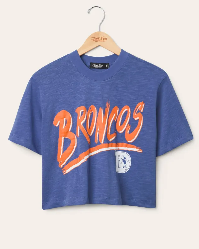 Women's Denver Broncos Thrill Mock Neck Crop Tee sold by Junk Food Clothing