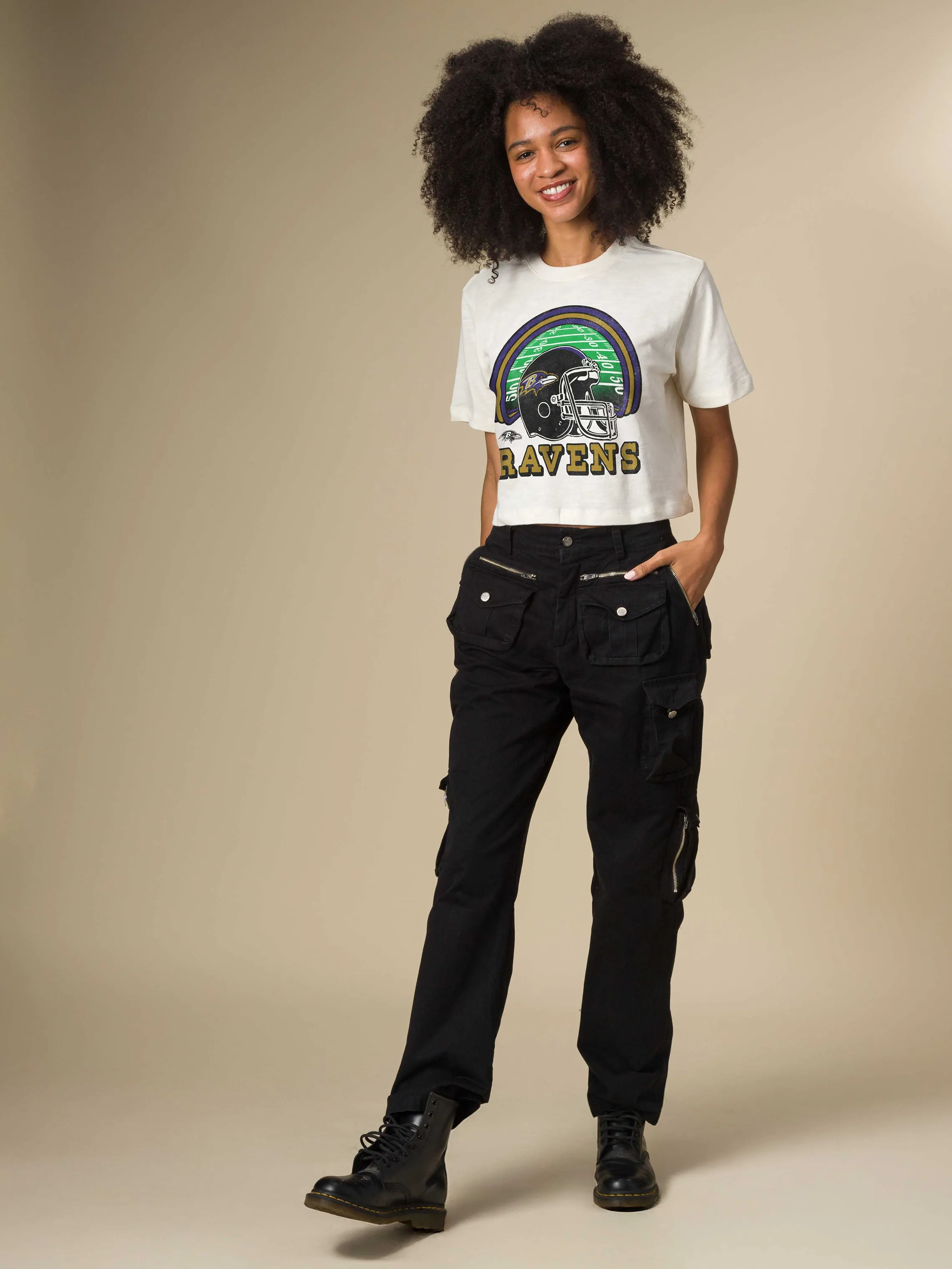 Women's Baltimore Ravens Game Time Mock Neck Crop Tee sold by Junk Food Clothing product image thumbnail 3