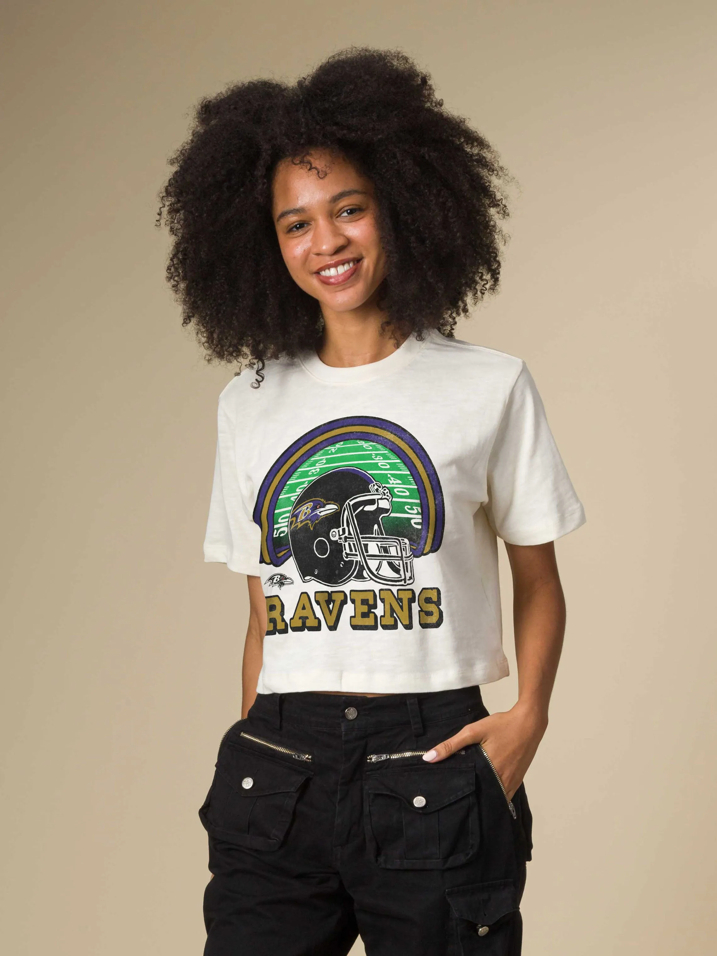 Women's Baltimore Ravens Game Time Mock Neck Crop Tee sold by Junk Food Clothing product image thumbnail 2