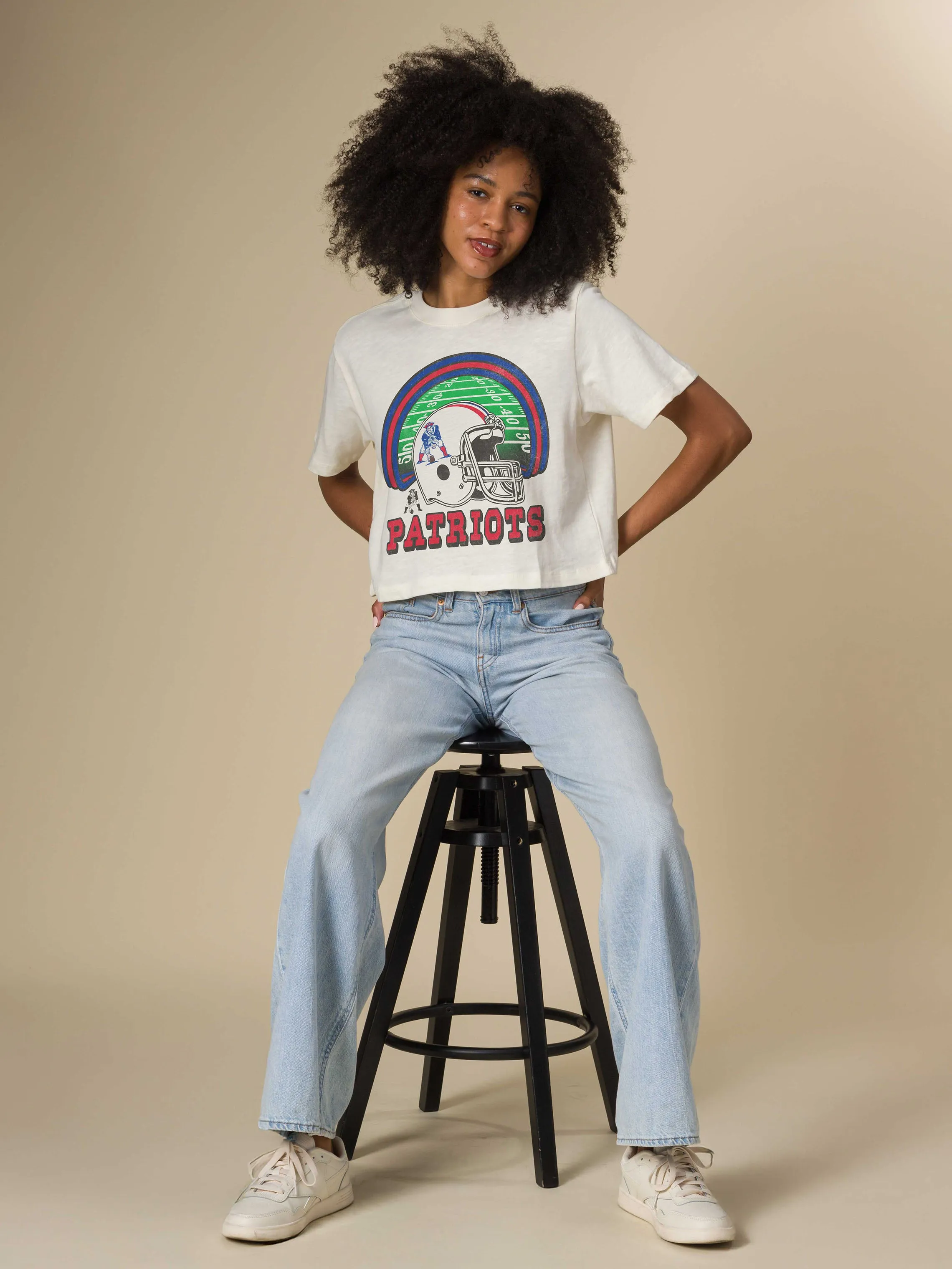 Women's New England Patriots Game Time Mock Neck Crop Tee sold by Junk Food Clothing product image thumbnail 2