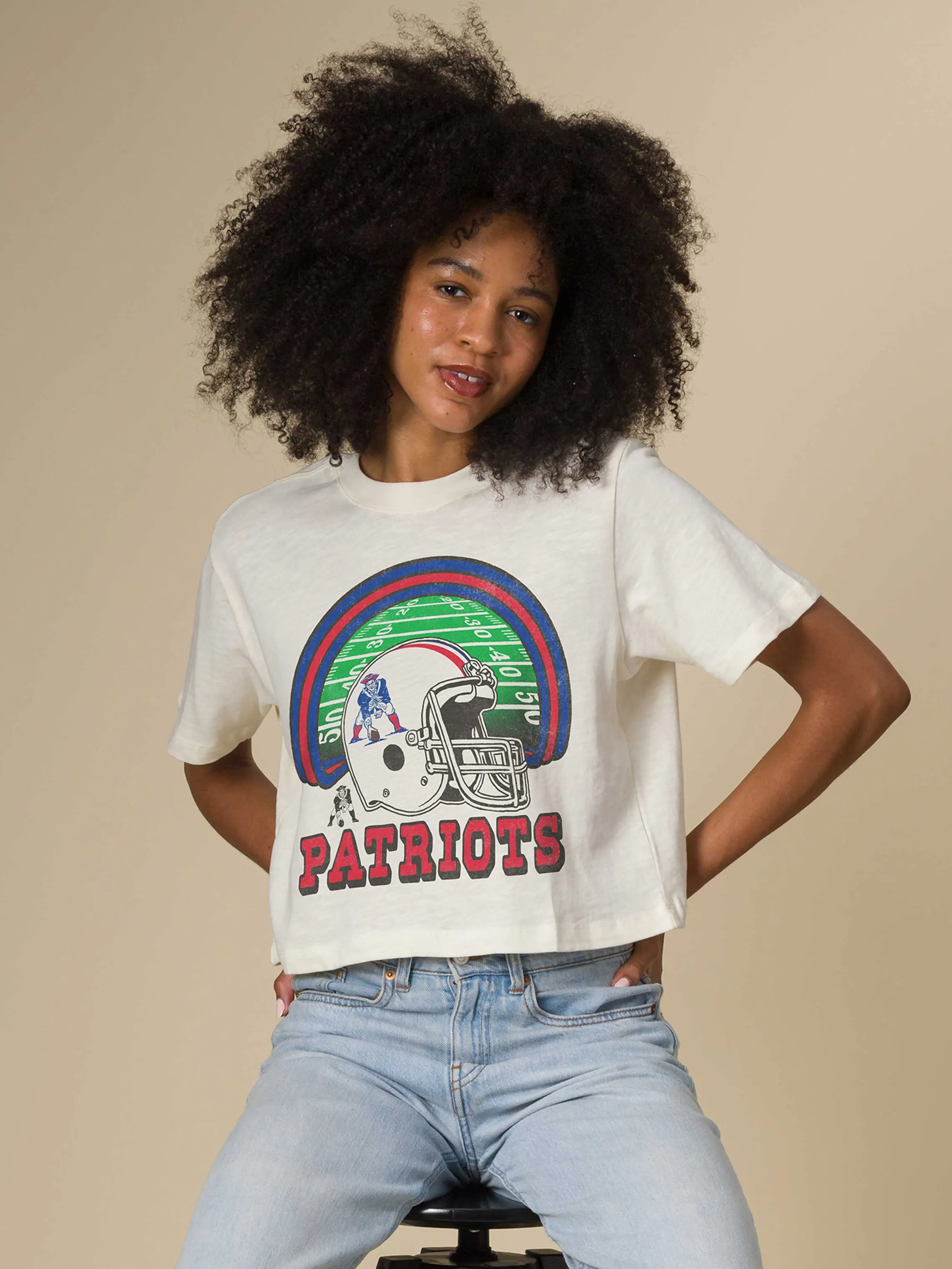 Women's New England Patriots Game Time Mock Neck Crop Tee sold by Junk Food Clothing product image thumbnail 3