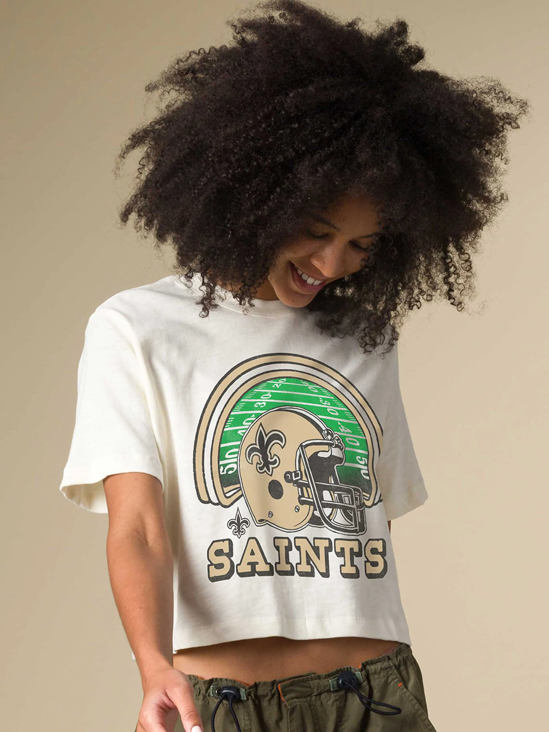 Women's New Orleans Saints Game Time Mock Neck Crop Tee sold by Junk Food Clothing product image thumbnail 2