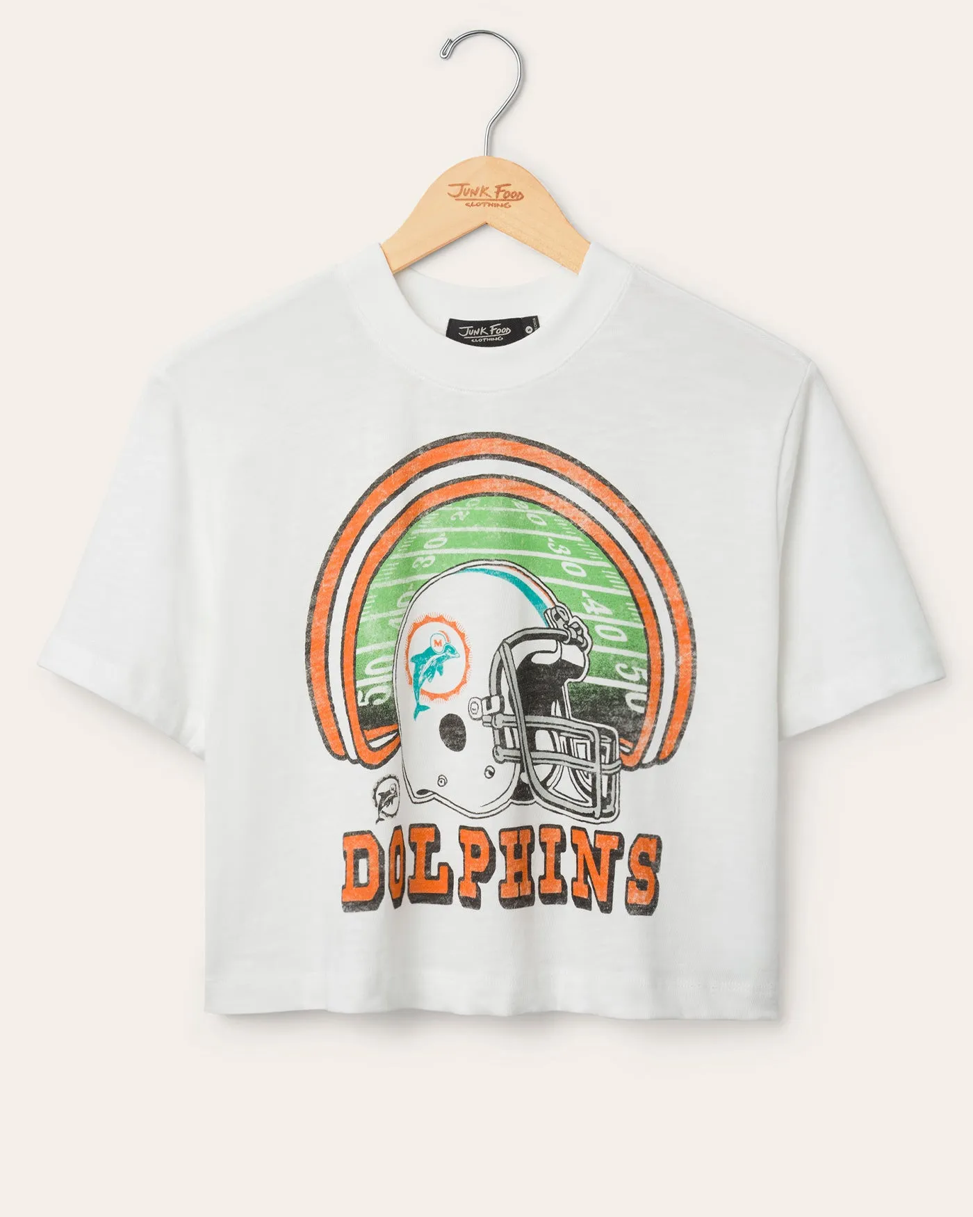 Women's Miami Dolphins Game Time Mock Neck Crop Tee sold by Junk Food Clothing