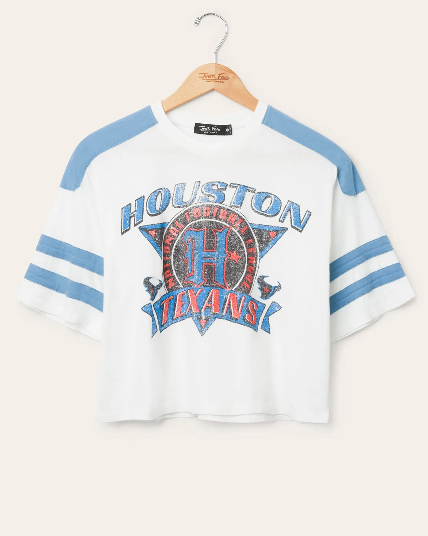 Women's Houston Texans Striped Crop Tee sold by Junk Food Clothing