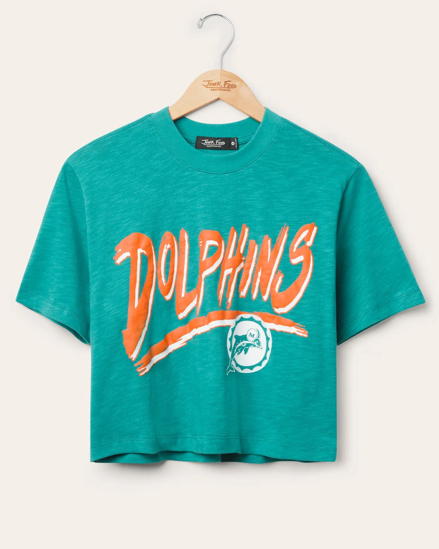 Women's Miami Dolphins Thrill Mock Neck Crop Tee sold by Junk Food Clothing