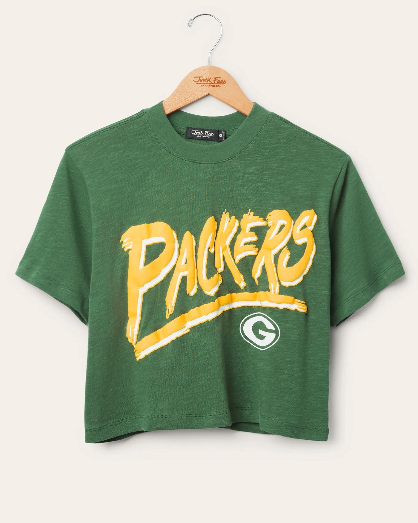 Women's Green Bay Packers Thrill Mock Neck Crop Tee sold by Junk Food Clothing