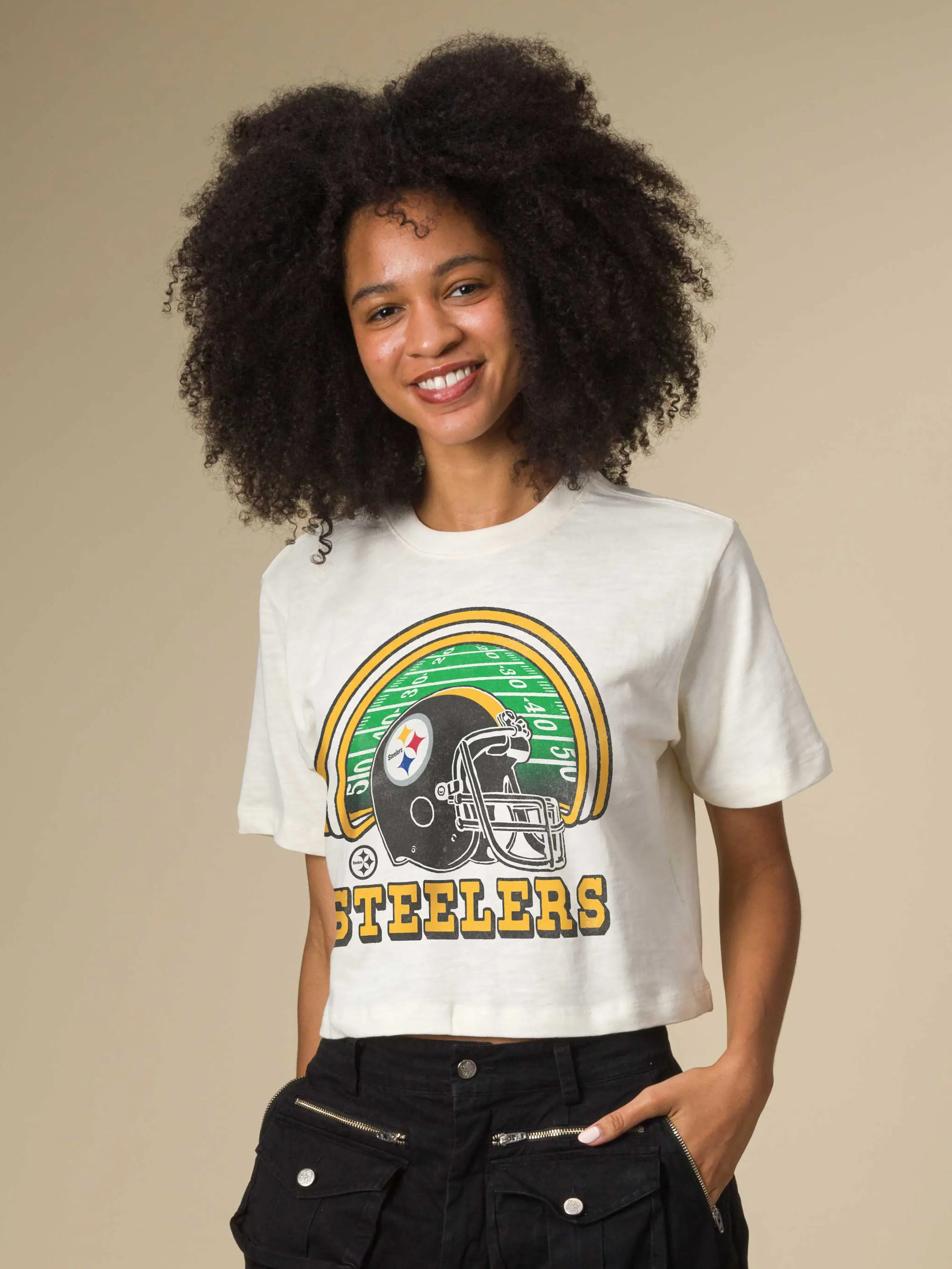 Women's Pittsburgh Steelers Game Time Mock Neck Crop Tee sold by Junk Food Clothing product image thumbnail 3