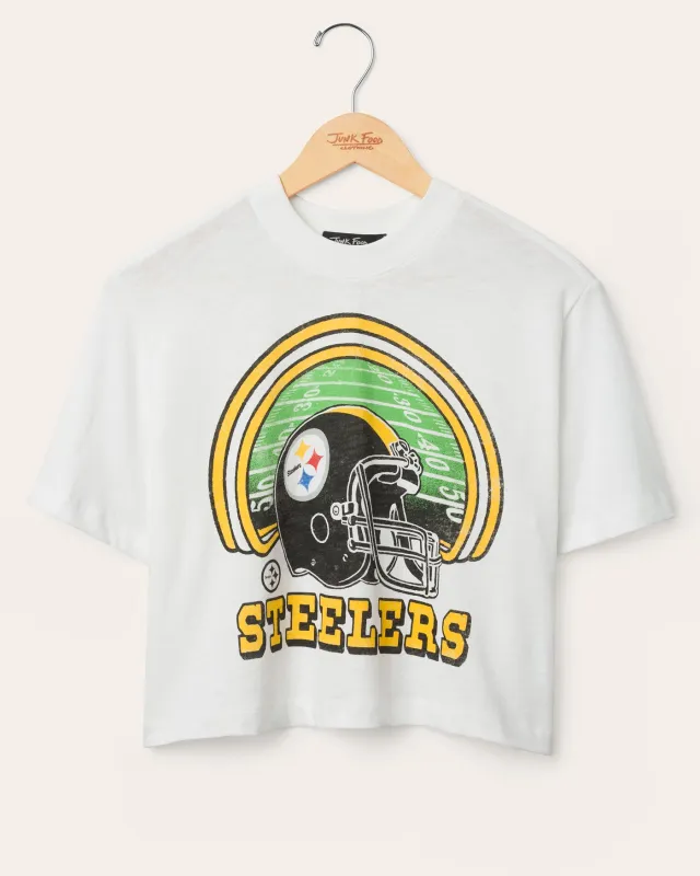 Women's Pittsburgh Steelers Game Time Mock Neck Crop Tee sold by Junk Food Clothing