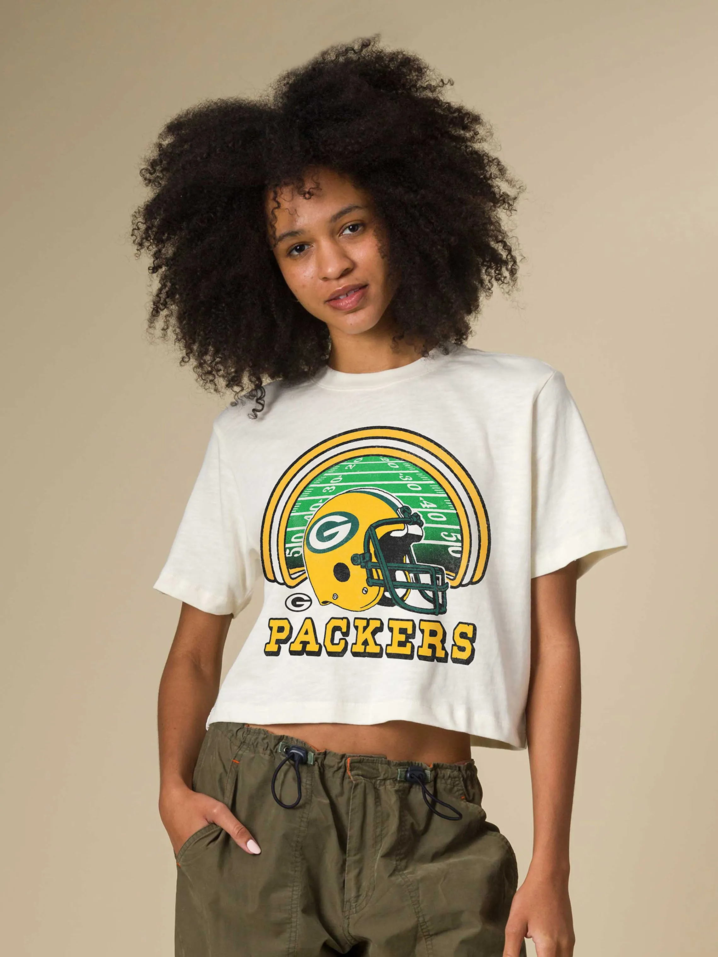 Women's Green Bay Packers Game Time Mock Neck Crop Tee sold by Junk Food Clothing product image thumbnail 3
