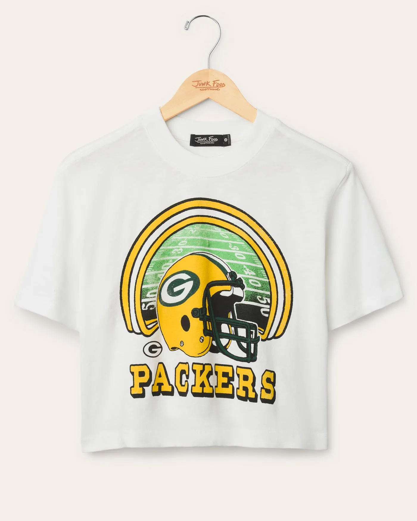 Women's Green Bay Packers Game Time Mock Neck Crop Tee sold by Junk Food Clothing
