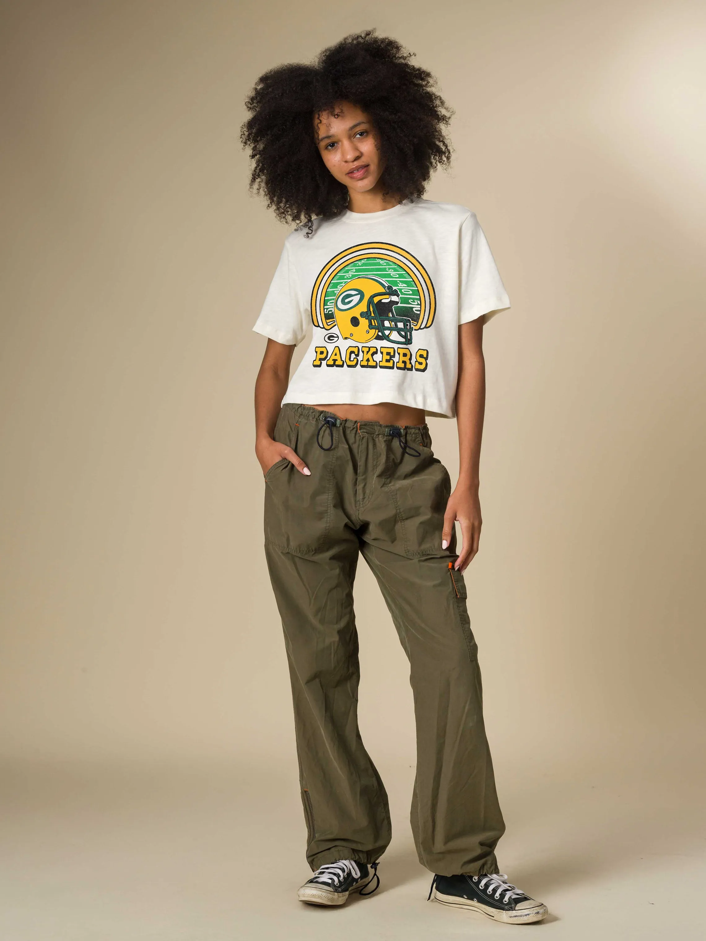 Women's Green Bay Packers Game Time Mock Neck Crop Tee sold by Junk Food Clothing product image thumbnail 2