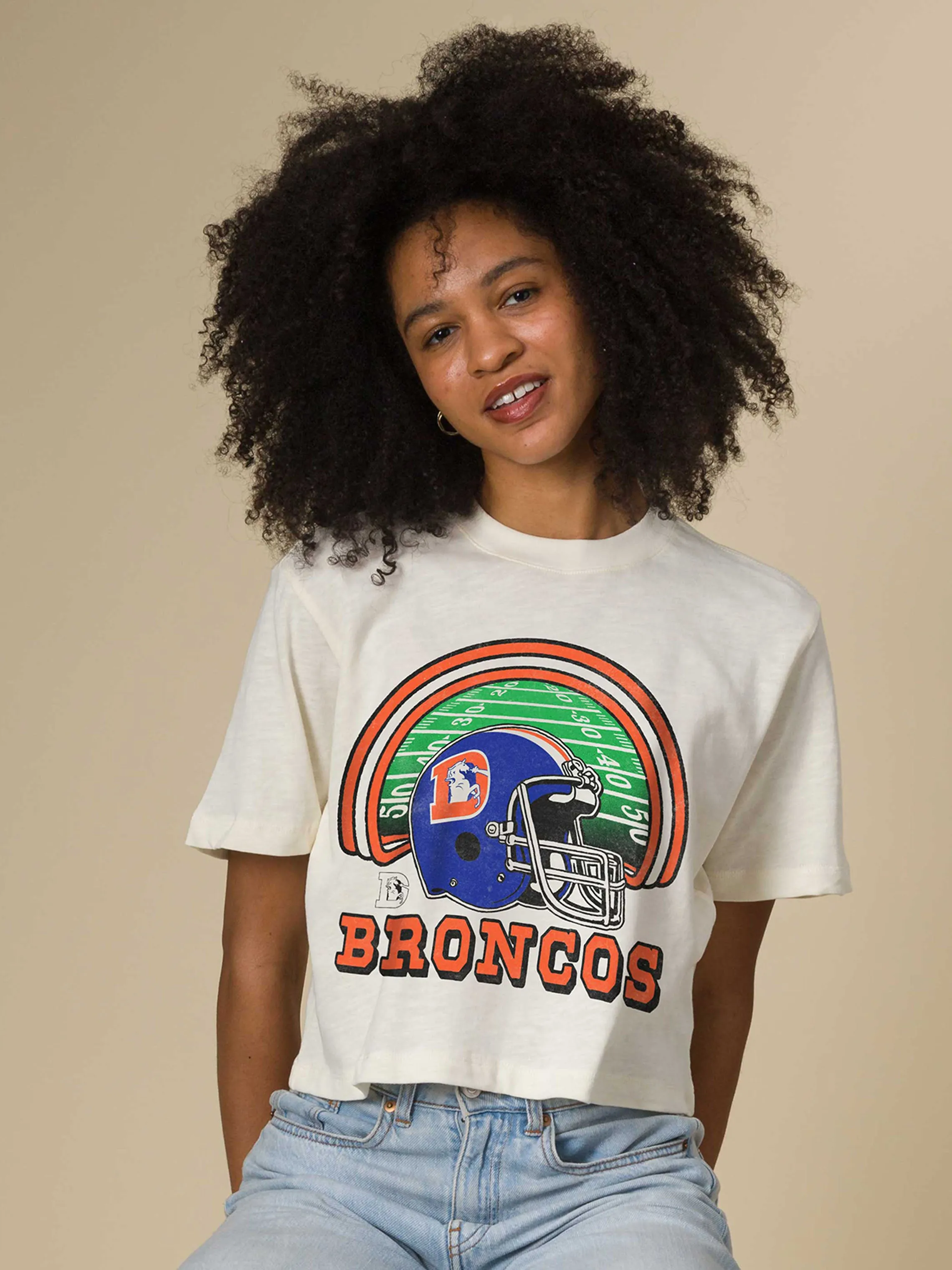 Women's Denver Broncos Game Time Mock Neck Crop Tee sold by Junk Food Clothing product image thumbnail 2