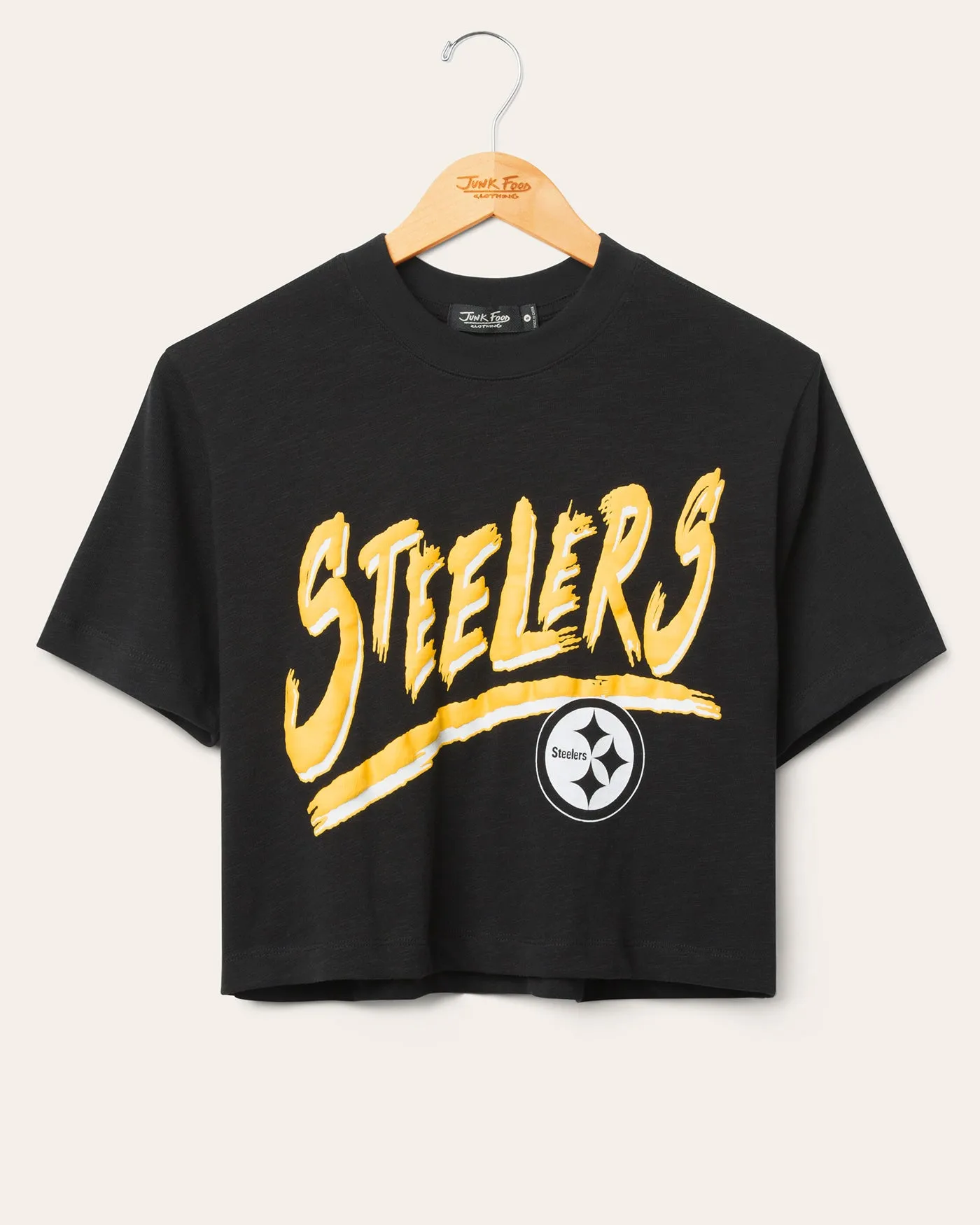Women's Pittsburgh Steelers Thrill Mock Neck Crop Tee sold by Junk Food Clothing