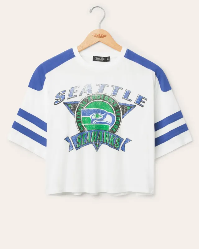 Women's Seattle Seahawks Striped Crop Tee sold by Junk Food Clothing