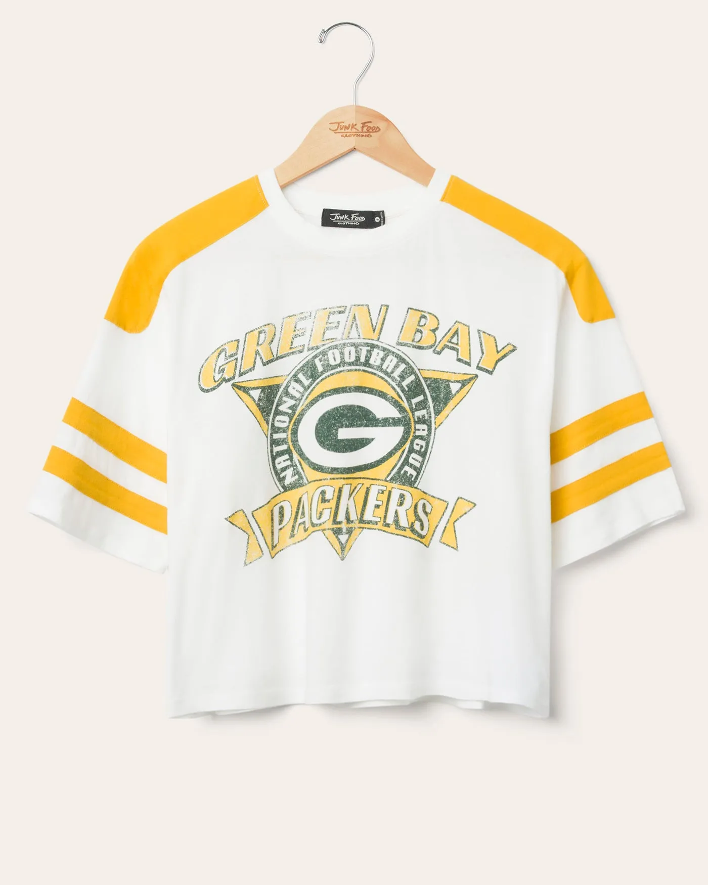Women's Green Bay Packers Striped Crop Tee sold by Junk Food Clothing