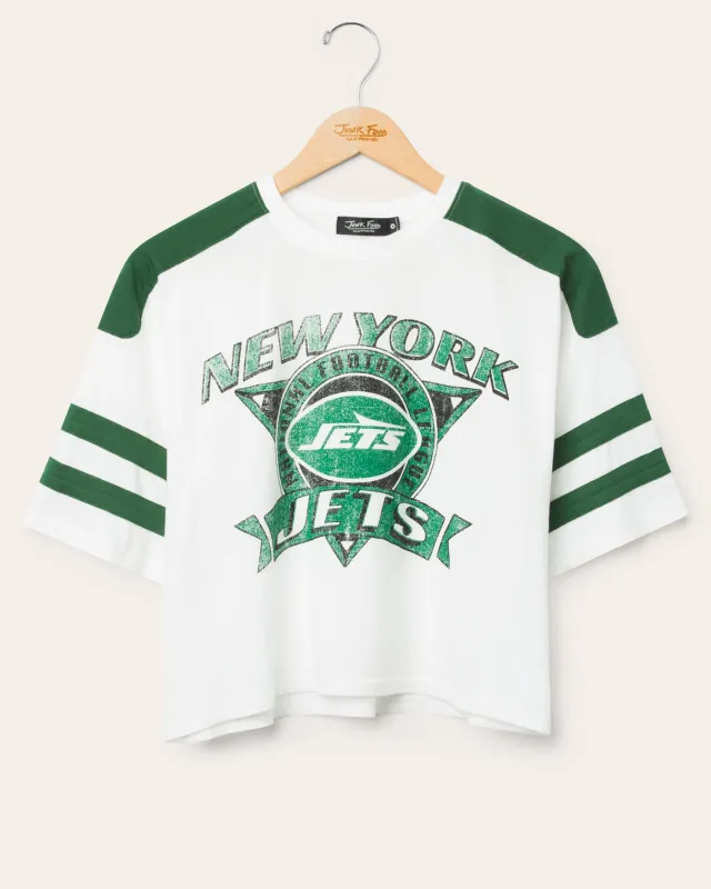 Women's New York Jets Striped Crop Tee sold by Junk Food Clothing